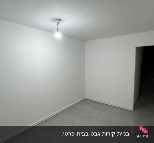 חדר ריק עם קירות לבנים ודלת פתוחה